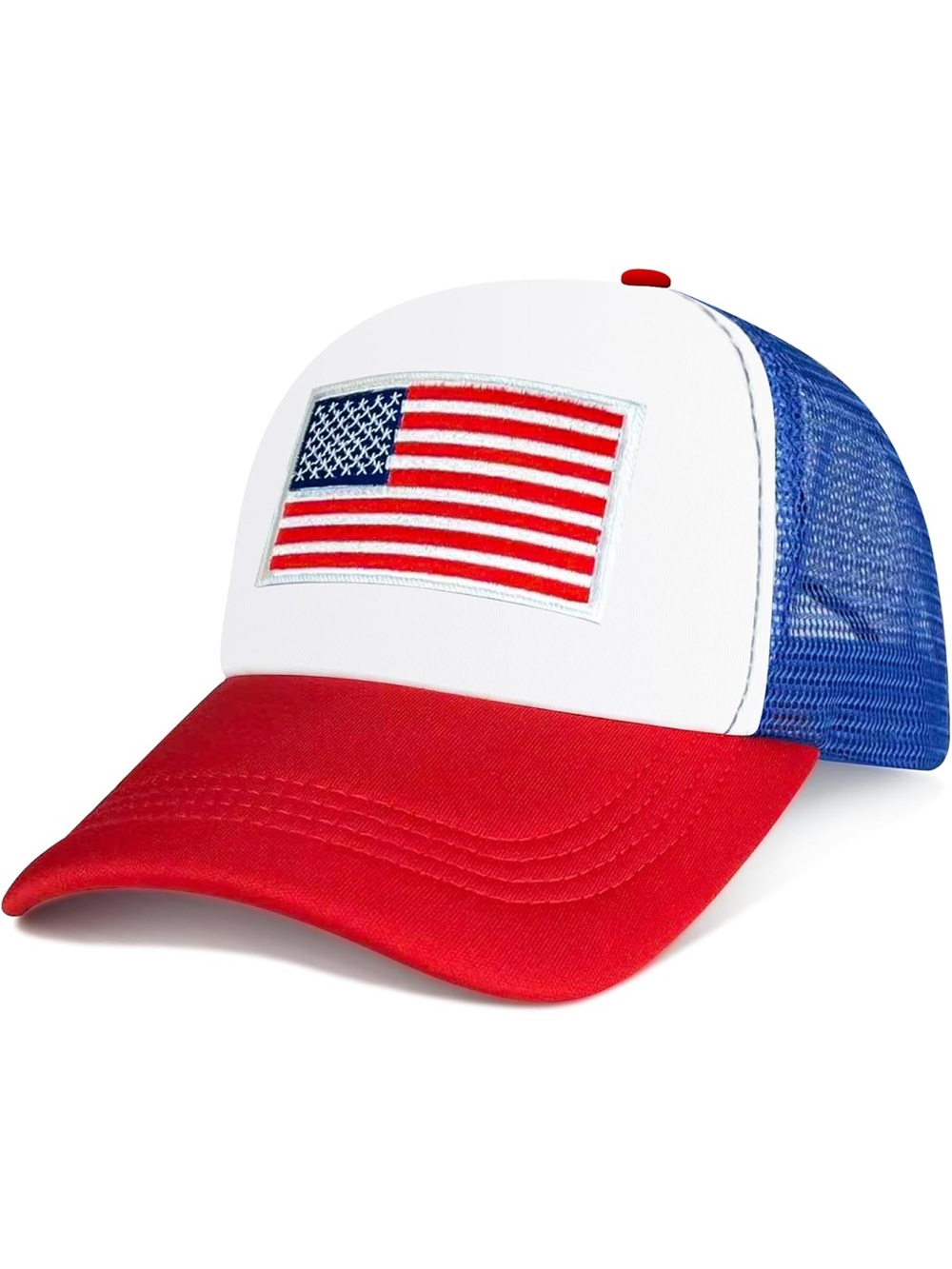 “Celebrate America” Patriotic Trucker Hat with American Flag - Red, White & Blue